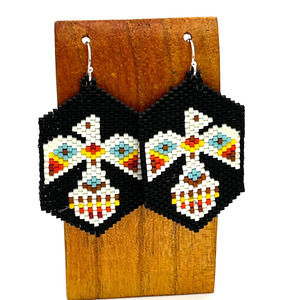 Hand Beaded Delica Bead Earrings Thunderbird Sterling Ear Wires